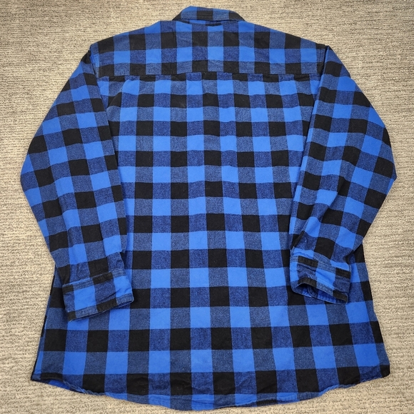Work 'n Sport Heavy Flannel Rugged Button Down Blue and Black Buffalo Check XL - Picture 7 of 7